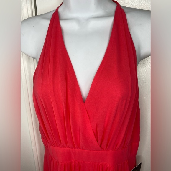 Express NWT Vibrant Coral Pink/red Dress - Picture 2 of 8